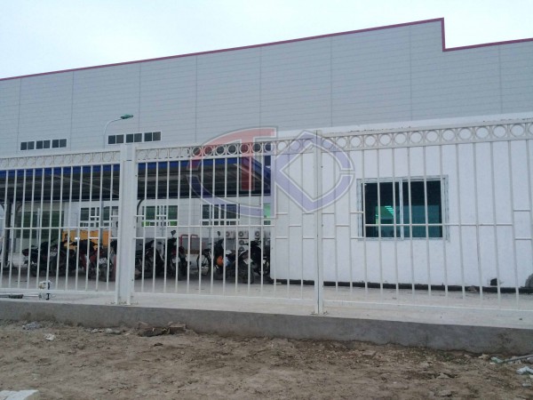 Powder coated steel factory fence