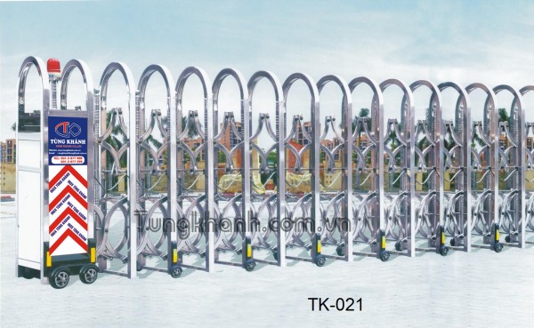 Cổng xếp điện Inox TK-021 (SUS 201)